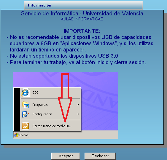 Pantalla de cierre de sesión de Windows