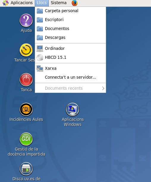 Menú conectar servidor en CentOS